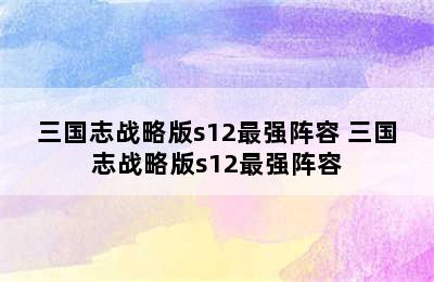 三国志战略版s12最强阵容 三国志战略版s12最强阵容